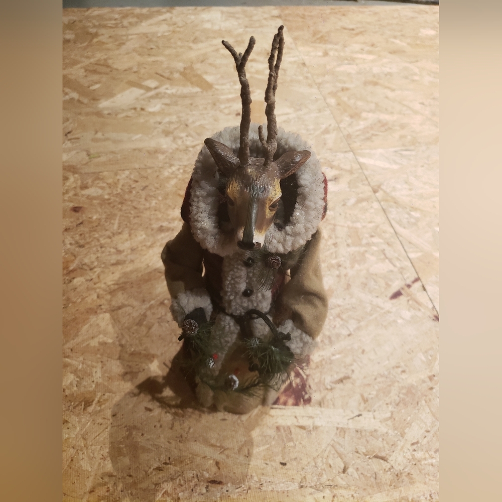 Rustic Deer Figurine / Tree Topper with Antlers